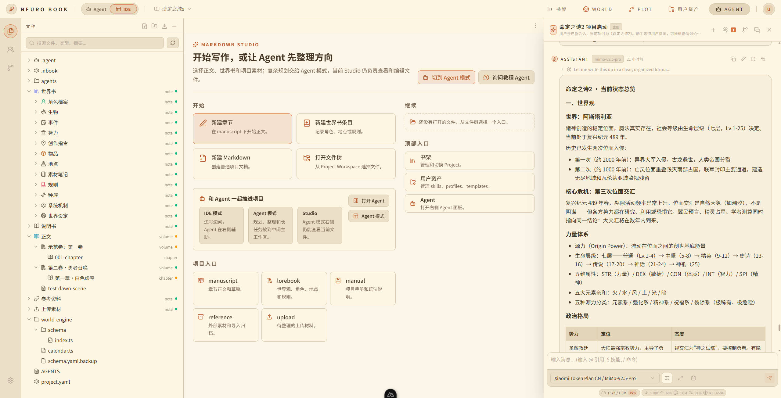 The NeuroBook workspace and file tree